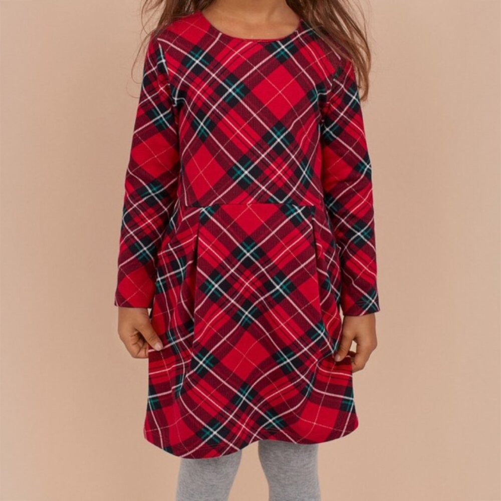 H&M Long Sleeved Tartan Dress w/ Pockets, 2-4y